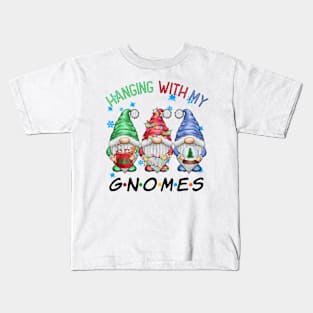 Funny Christmas Gnome Hanging With My Gnomies Family Pajamas Kids T-Shirt